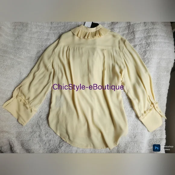 H&M S/S 2025 The STUDIO Ruffled Tunic Pale Yellow ONLY NO LOW BALLING!! - Picture 16 of 16